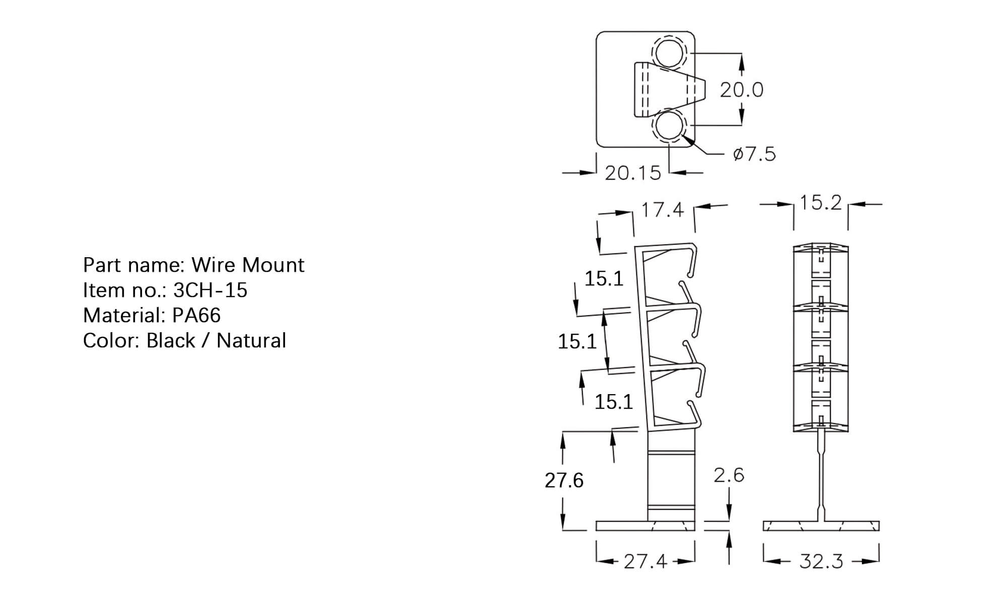 Plastic Wire Mount 3CH-15